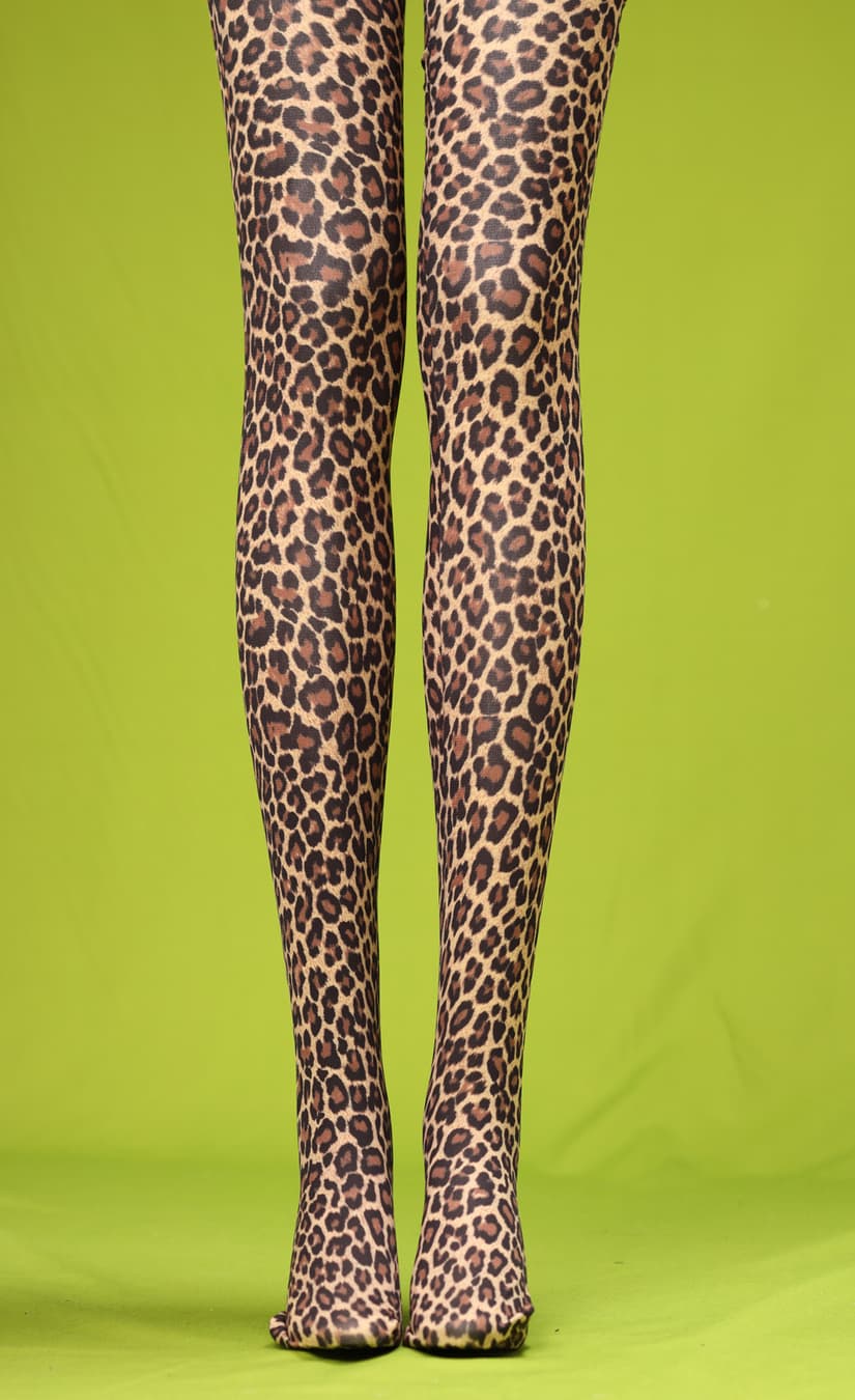 Hairy leopard tights