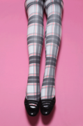 White plaid tights