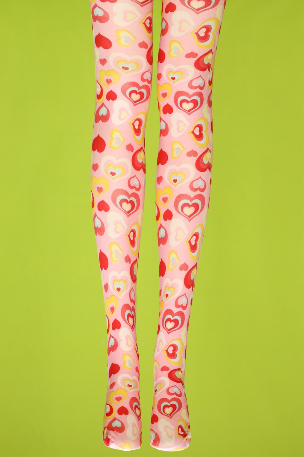 Large pink multi heart tights