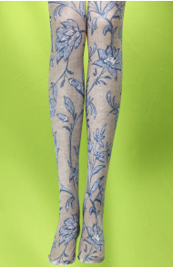 Natural linen floral tights